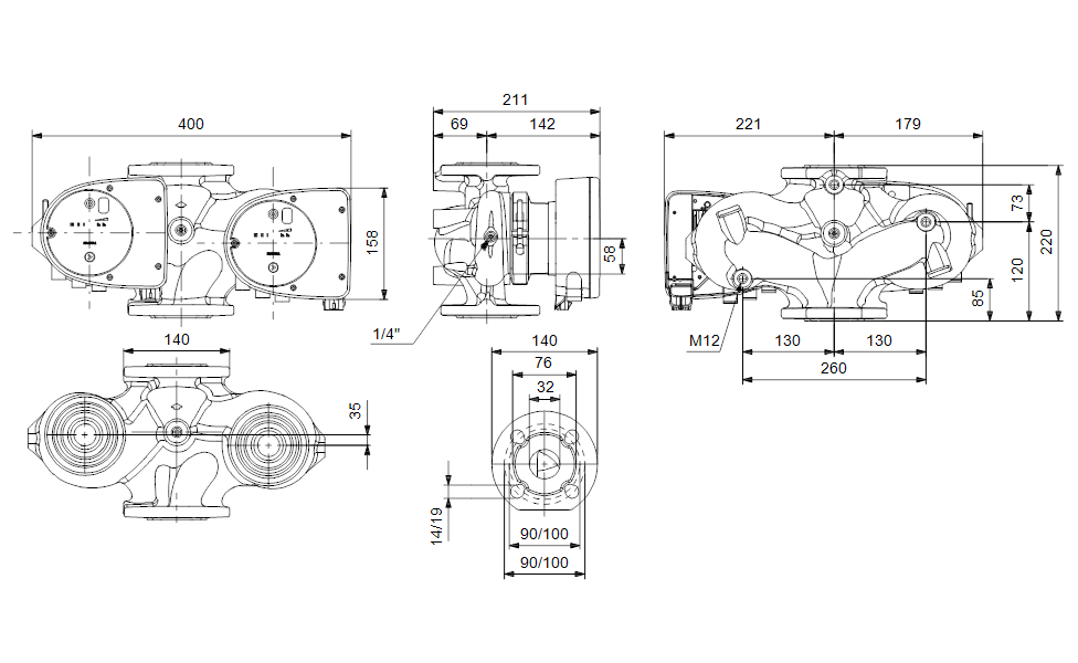 Grundfos MAGNA1 D 32-80 F 230 V (220 mm) Frekans Konvertörlü Sirkülasyon Pompası 99221279 2 grundfos-magna