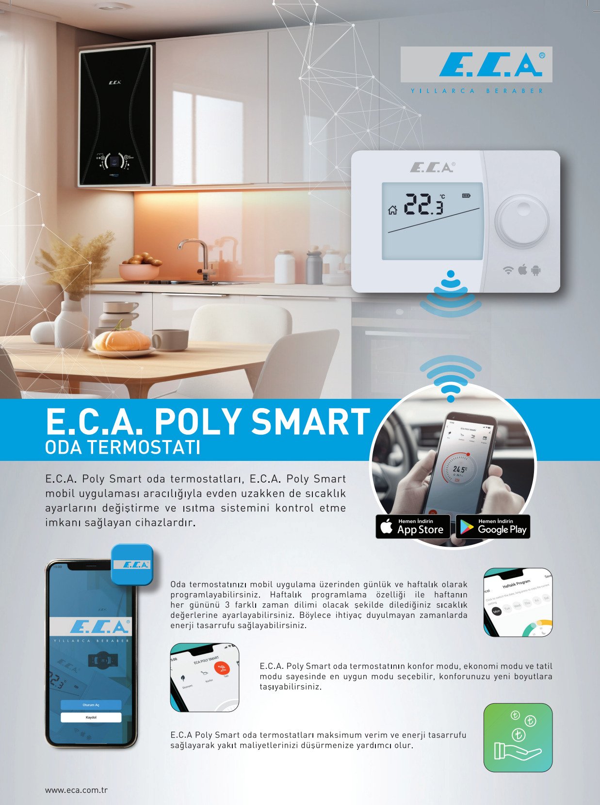ECA Poly Smart Akıllı Oda Termostatı 3 ECA Poly Smart Akıllı Oda Termostatı - Görsel 3